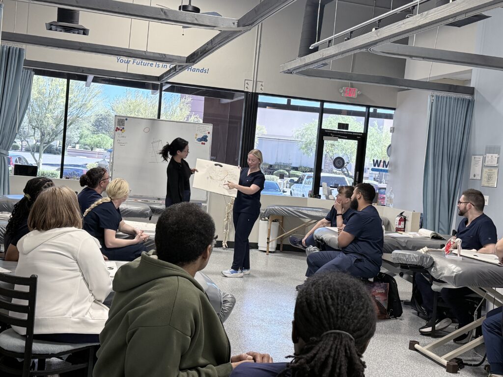 medical massage students preparing for mblex